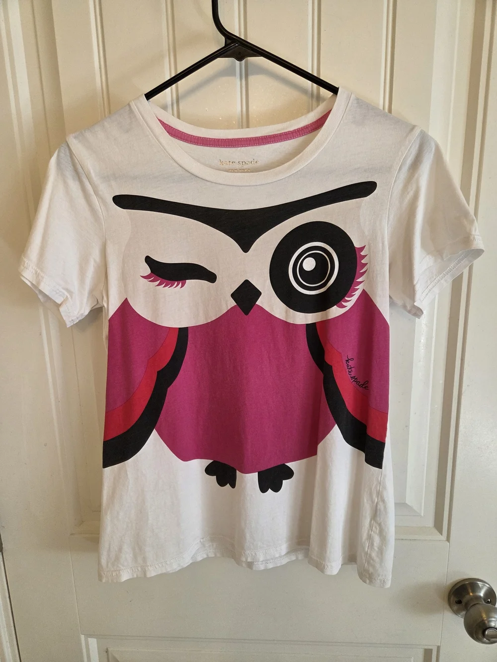 kate spade White Tee with Hot Pink Winking Owl